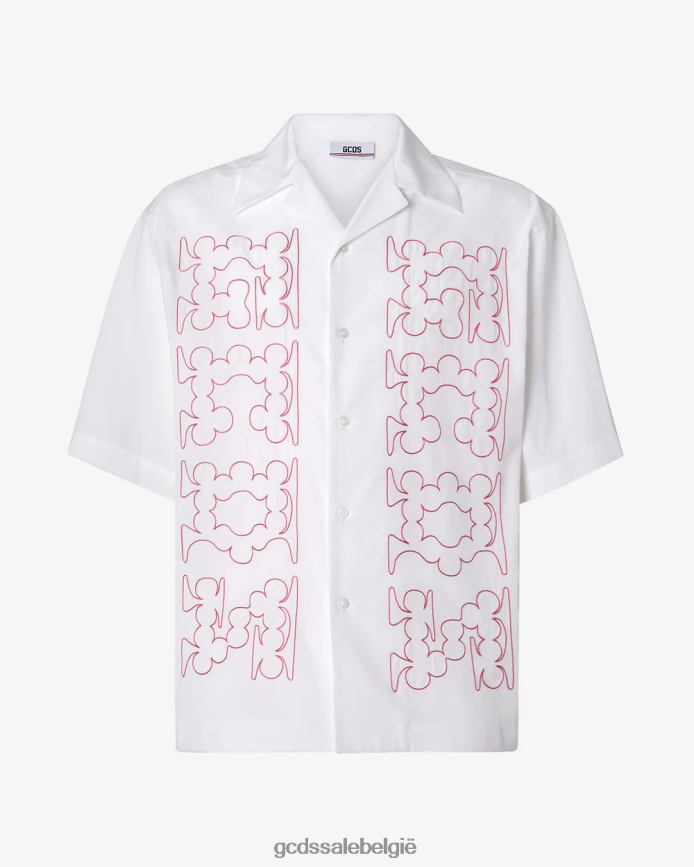 geborduurd katoenen bowlingshirt Heren GCDS wit kleding 4600VF91