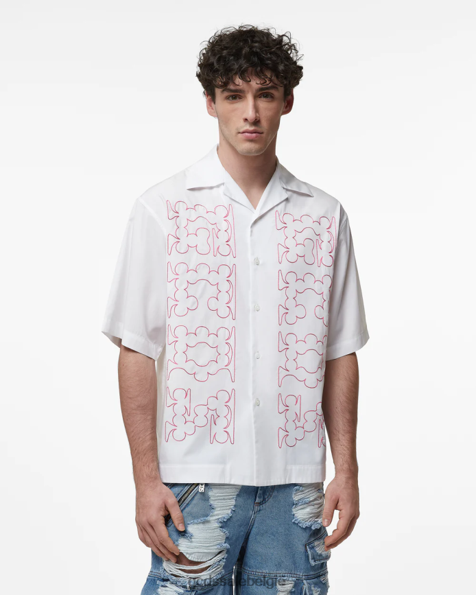 geborduurd katoenen bowlingshirt Heren GCDS wit kleding 4600VF91