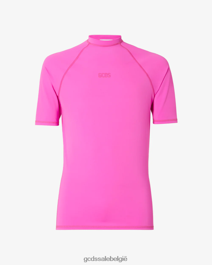 klassieke rashguard met korte mouwen en logo Heren GCDS fuchsia kleding 4600VF94