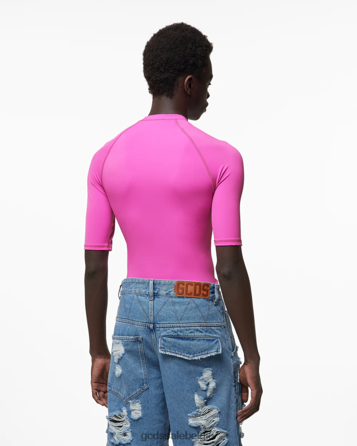 klassieke rashguard met korte mouwen en logo Heren GCDS fuchsia kleding 4600VF94