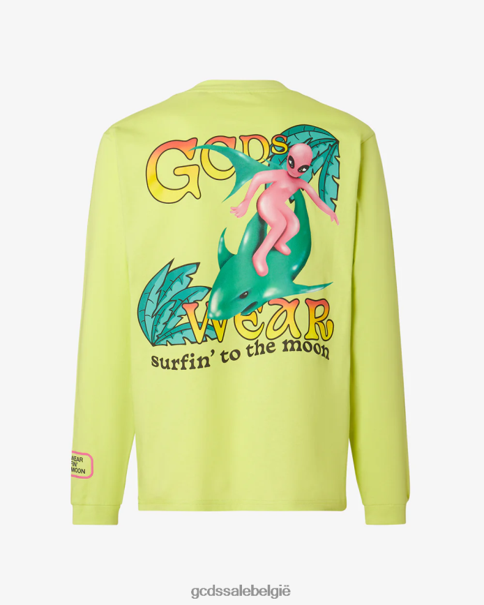 surfen wirdo bedrukt t-shirt met lange mouwen Heren GCDS limoen kleding 4600VF103