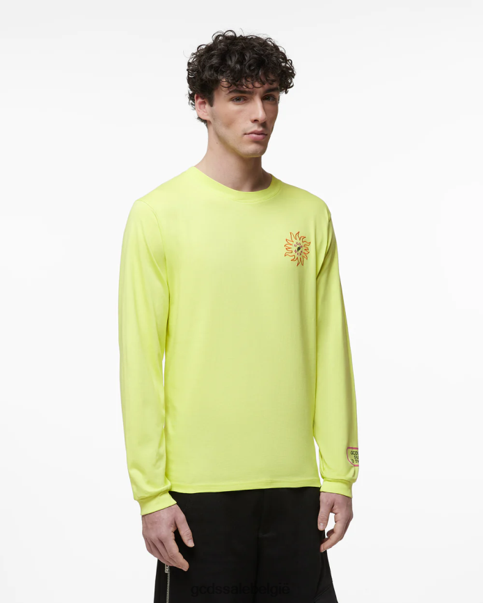 surfen wirdo bedrukt t-shirt met lange mouwen Heren GCDS limoen kleding 4600VF103