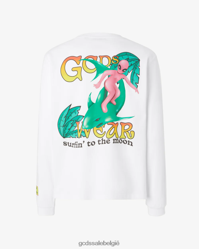 surfen wirdo bedrukt t-shirt met lange mouwen Heren GCDS wit kleding 4600VF102