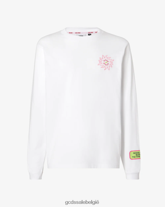 surfen wirdo bedrukt t-shirt met lange mouwen Heren GCDS wit kleding 4600VF102