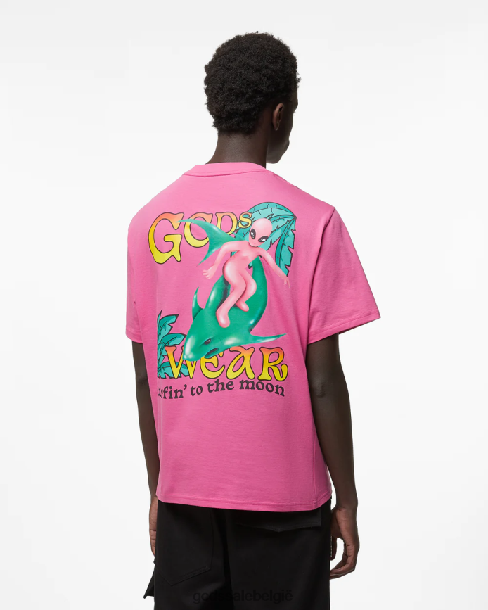 surfen wirdo los t-shirt met print Heren GCDS fuchsia kleding 4600VF92
