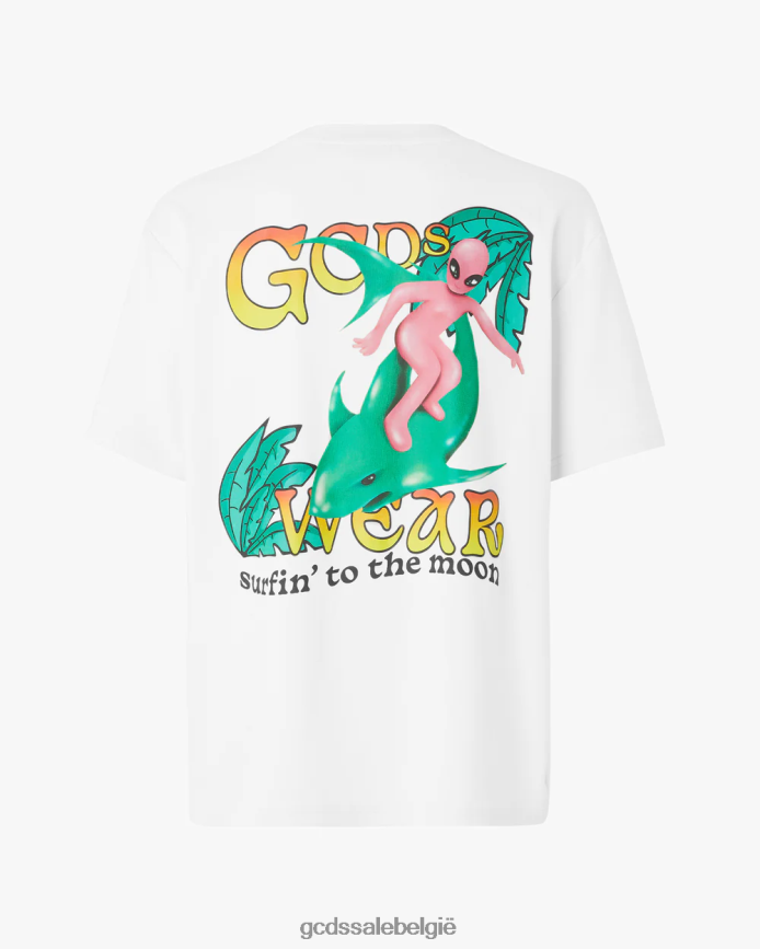 surfen wirdo los t-shirt met print Heren GCDS wit kleding 4600VF101