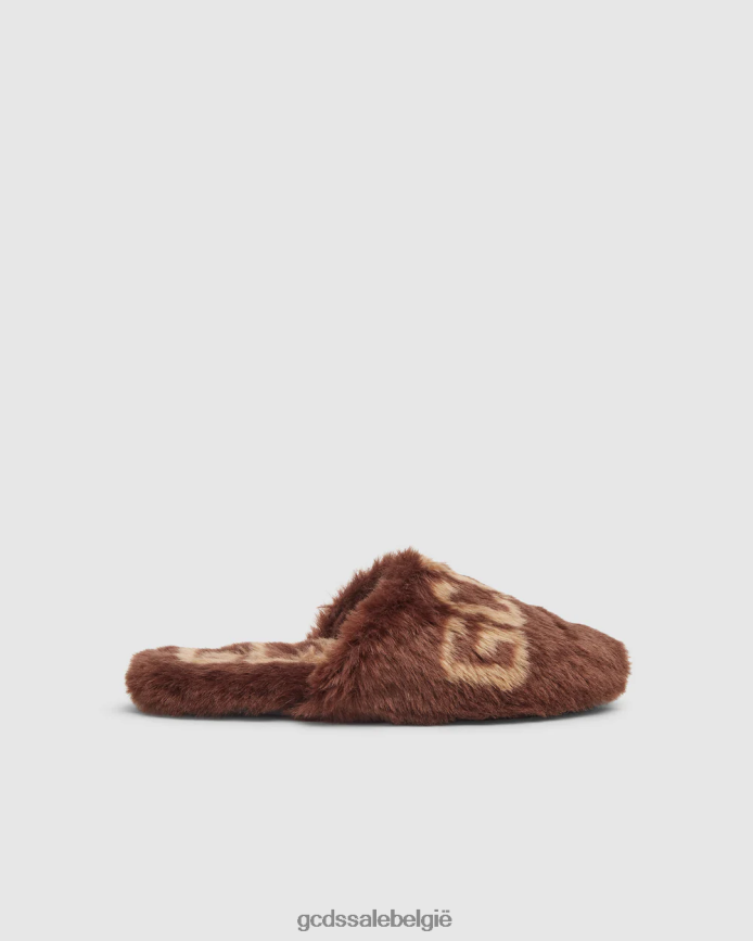 Pantoffels van imitatiebont Heren GCDS bruin schoenen 4600VF193