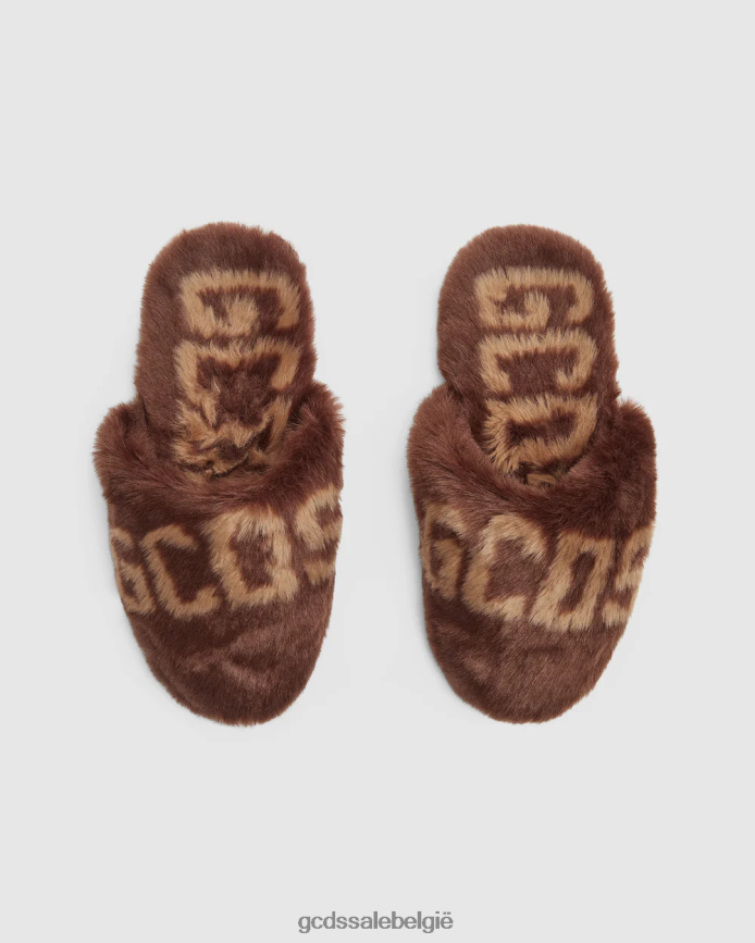 Pantoffels van imitatiebont Heren GCDS bruin schoenen 4600VF193