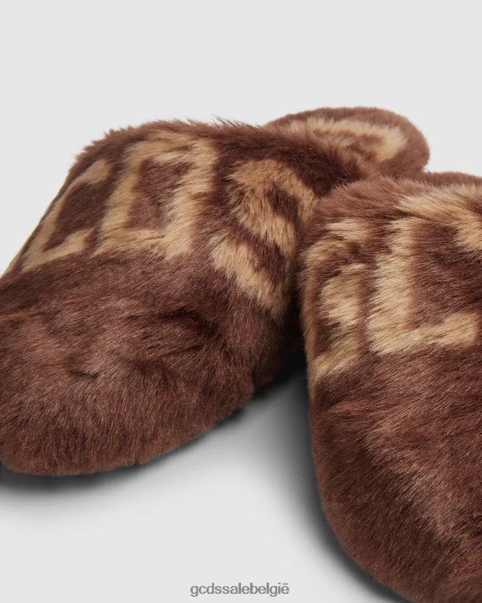 Pantoffels van imitatiebont Heren GCDS bruin schoenen 4600VF193