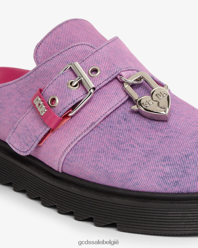 muiltjes van gebleekt denim met charme Heren GCDS roze schoenen 4600VF174