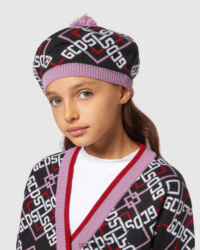 Junior muts met pompons en Schotse ruit kinderen GCDS veelkleurig accessoire 4600VF764
