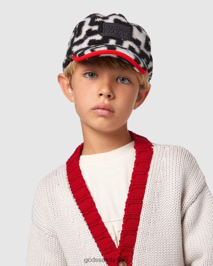 junior baseballpet met monogram kinderen GCDS zwart accessoire 4600VF765