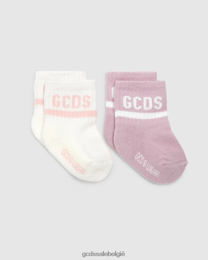Tweedelige sokkenset met logoband kinderen GCDS lila accessoire 4600VF648