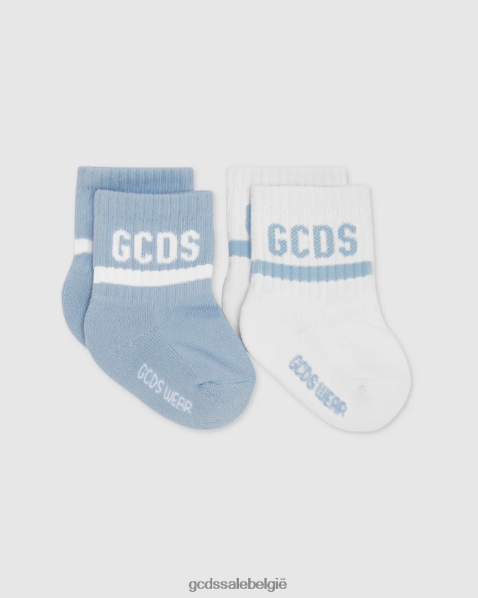Tweedelige sokkenset met logomotief kinderen GCDS lichtblauw accessoire 4600VF649