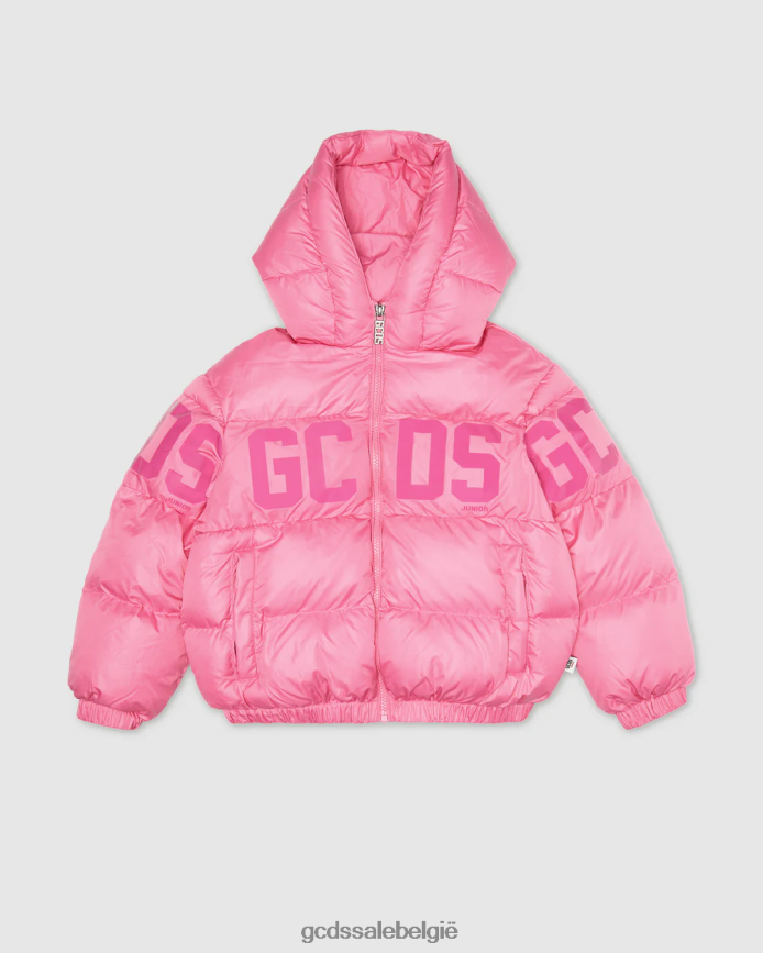 Junior gewatteerd jack met logoband kinderen GCDS wieg roze kleding 4600VF660