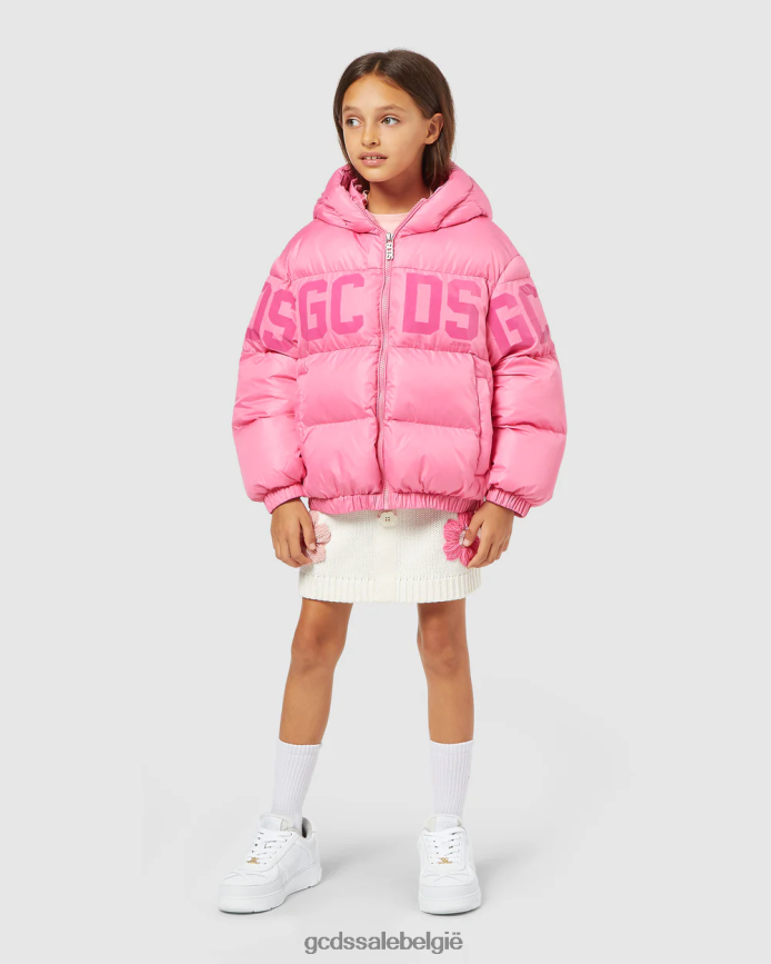Junior gewatteerd jack met logoband kinderen GCDS wieg roze kleding 4600VF660