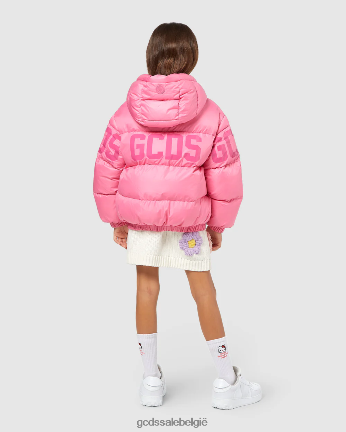 Junior gewatteerd jack met logoband kinderen GCDS wieg roze kleding 4600VF660