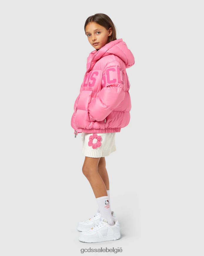Junior gewatteerd jack met logoband kinderen GCDS wieg roze kleding 4600VF660