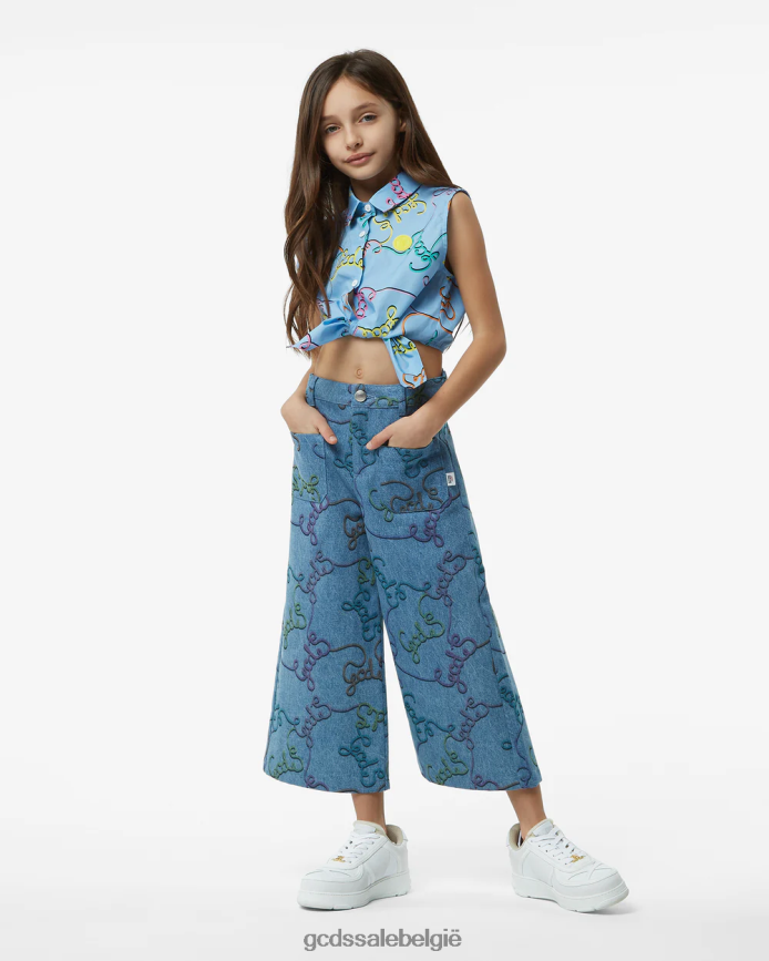 Junior all-over katoenen broek kinderen GCDS blauw kleding 4600VF820