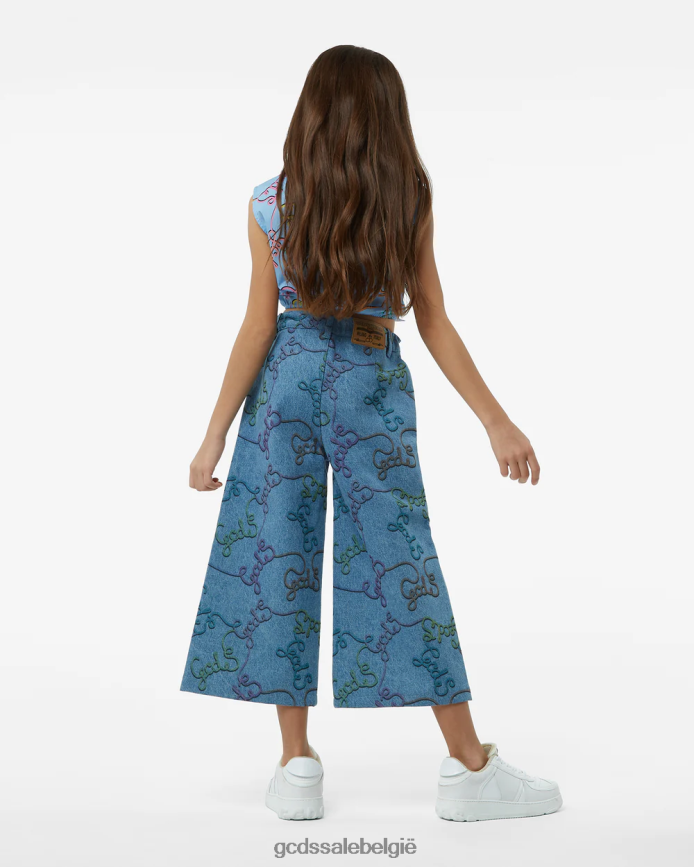 Junior all-over katoenen broek kinderen GCDS blauw kleding 4600VF820