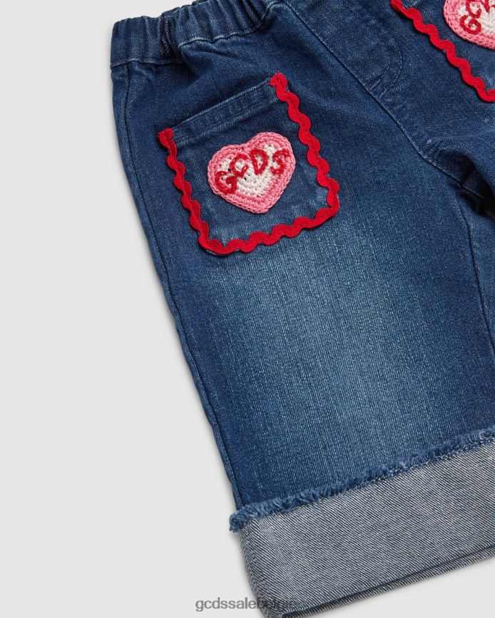denimjeans met babyhart kinderen GCDS lichtblauw kleding 4600VF621
