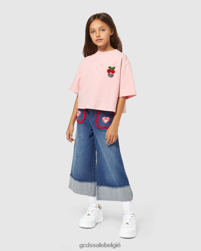 junior hart denim broek kinderen GCDS lichtblauw kleding 4600VF815