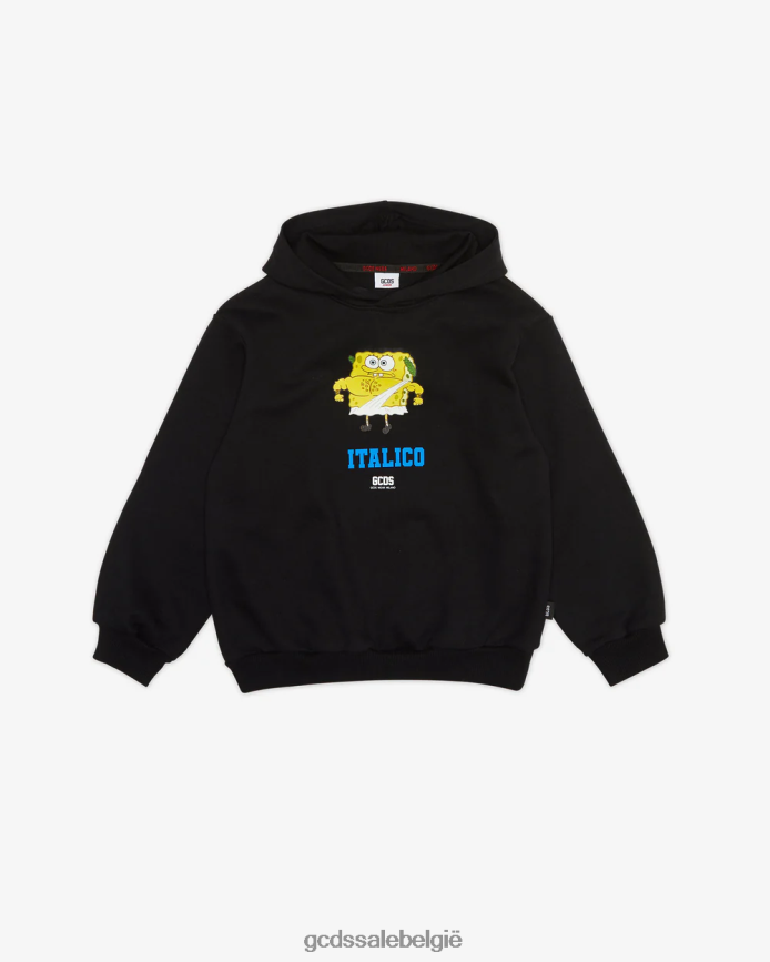 Junior SpongeBob Italico-hoodie kinderen GCDS zwart kleding 4600VF704