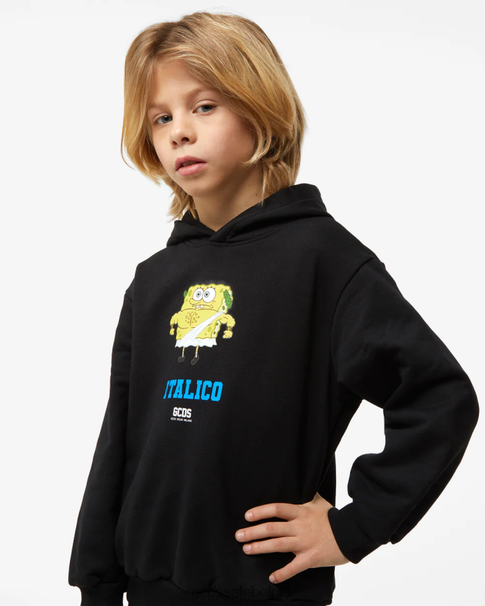 Junior SpongeBob Italico-hoodie kinderen GCDS zwart kleding 4600VF704