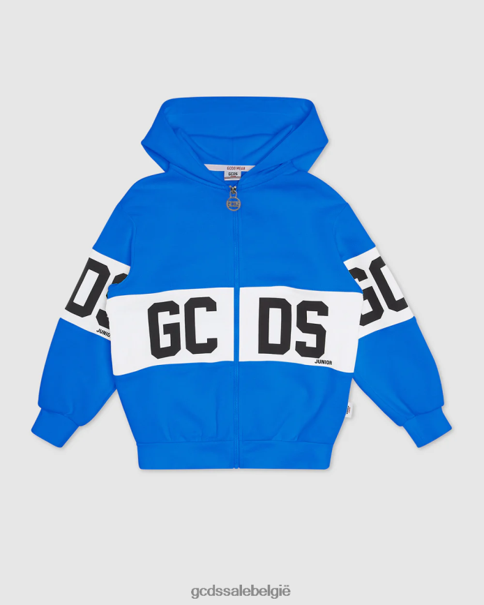 Junior hoodie met logoband kinderen GCDS blauw kleding 4600VF686