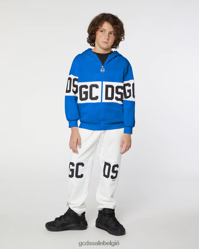 Junior hoodie met logoband kinderen GCDS blauw kleding 4600VF686