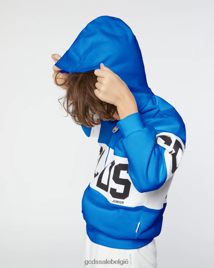 Junior hoodie met logoband kinderen GCDS blauw kleding 4600VF686