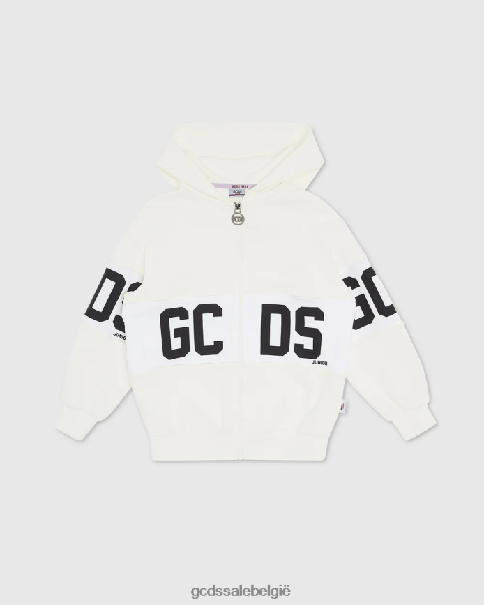 Junior hoodie met logoband kinderen GCDS gebroken wit kleding 4600VF689