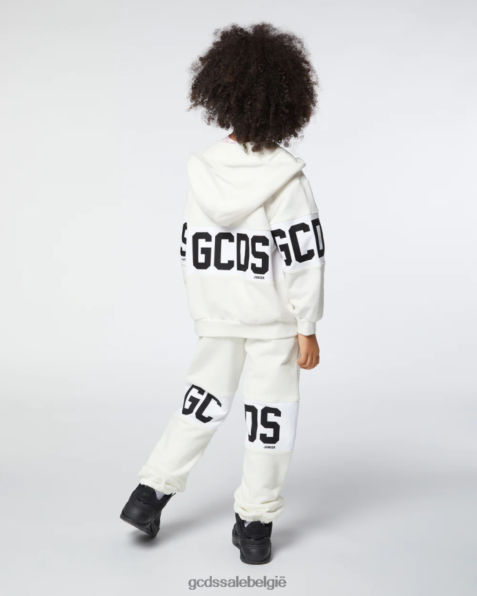 Junior hoodie met logoband kinderen GCDS gebroken wit kleding 4600VF689