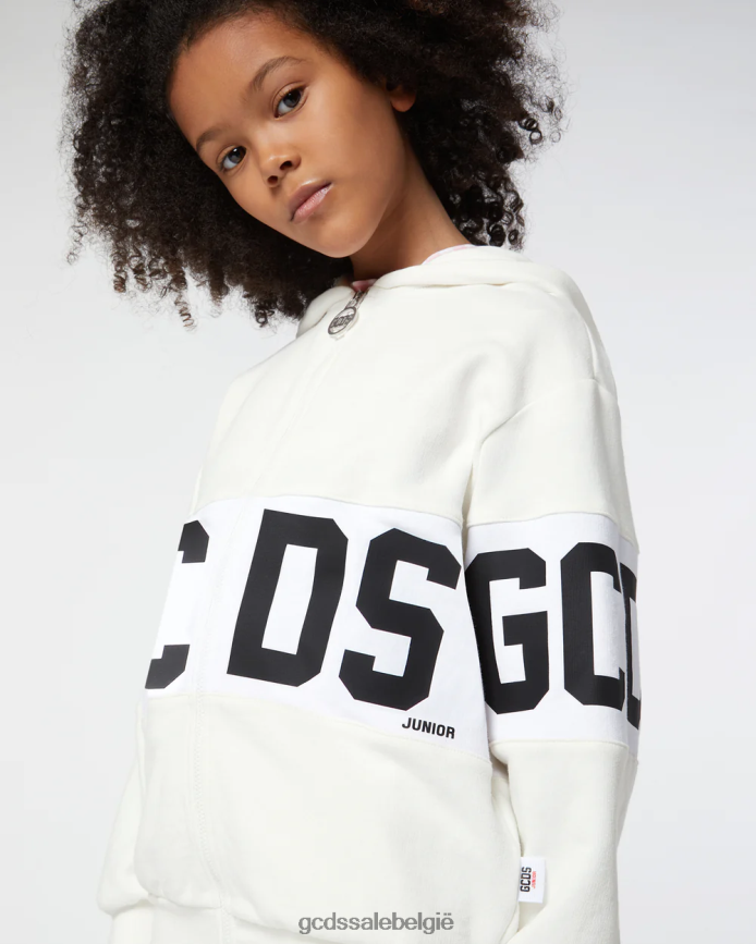 Junior hoodie met logoband kinderen GCDS gebroken wit kleding 4600VF689