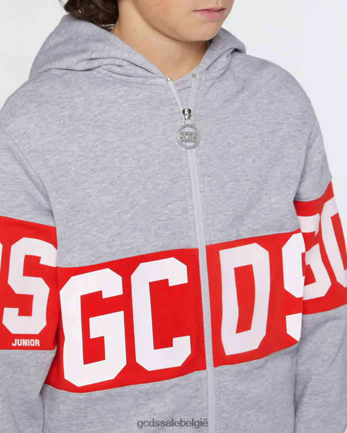 Junior hoodie met logoband kinderen GCDS grijs kleding 4600VF687