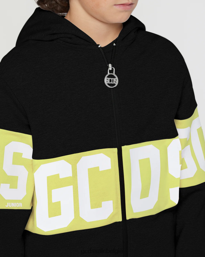 Junior hoodie met logoband kinderen GCDS limoen kleding 4600VF690