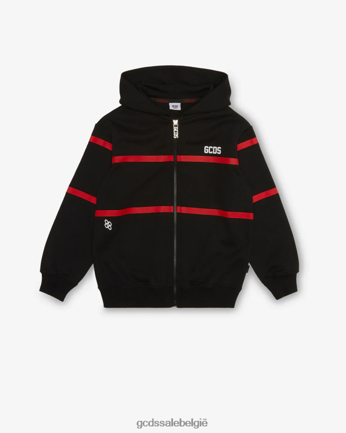 Junior hoodie met rits en lage logoband kinderen GCDS zwart kleding 4600VF699
