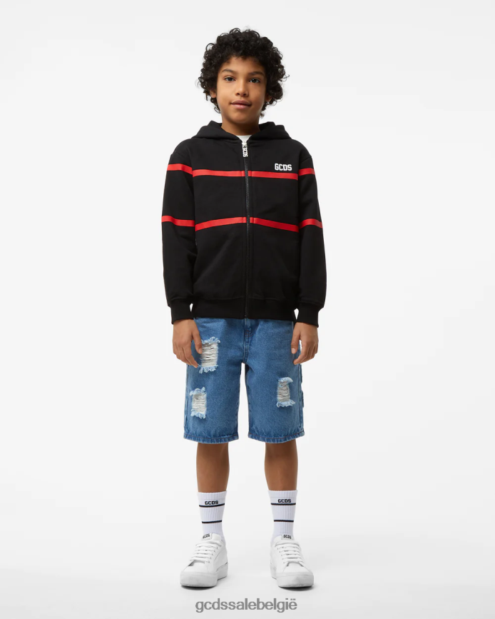 Junior hoodie met rits en lage logoband kinderen GCDS zwart kleding 4600VF699