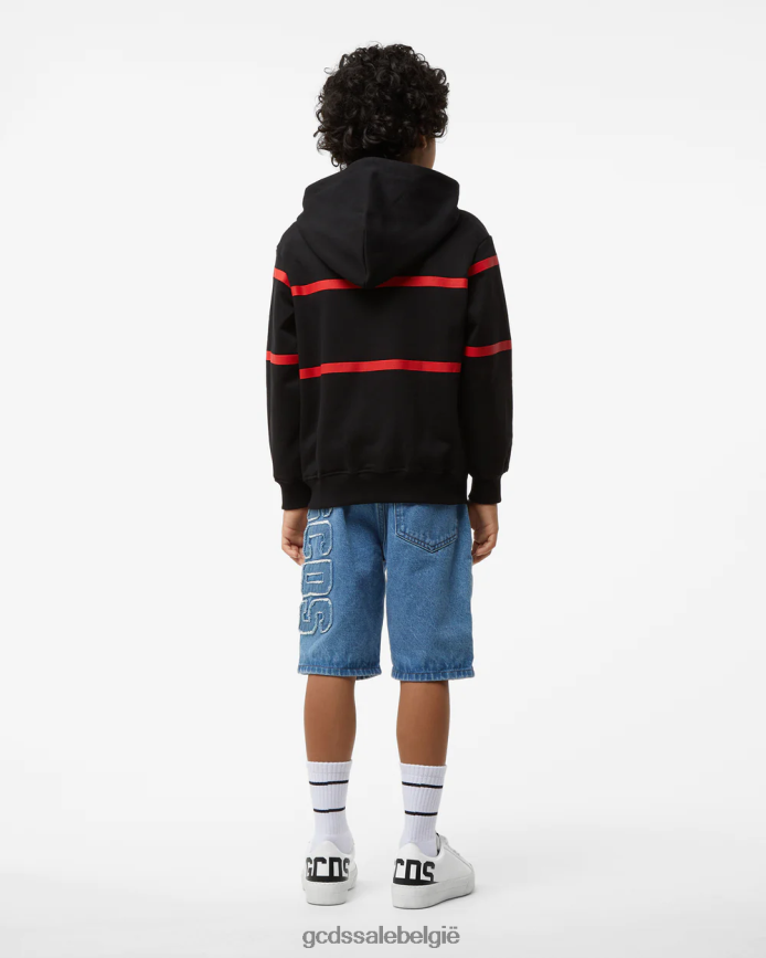 Junior hoodie met rits en lage logoband kinderen GCDS zwart kleding 4600VF699
