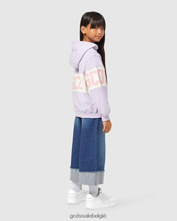 Junior hoodie met rits en logoband kinderen GCDS lila kleding 4600VF679