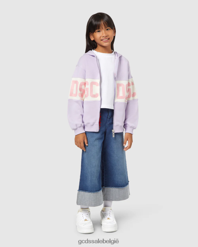 Junior hoodie met rits en logoband kinderen GCDS lila kleding 4600VF679