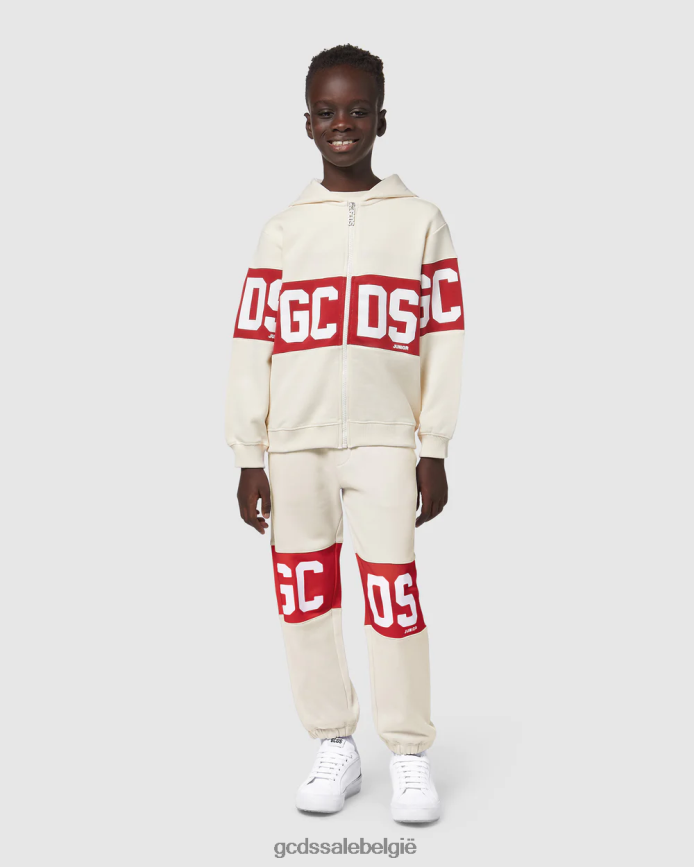 Junior hoodie met rits en logoband kinderen GCDS witkap grijs kleding 4600VF676