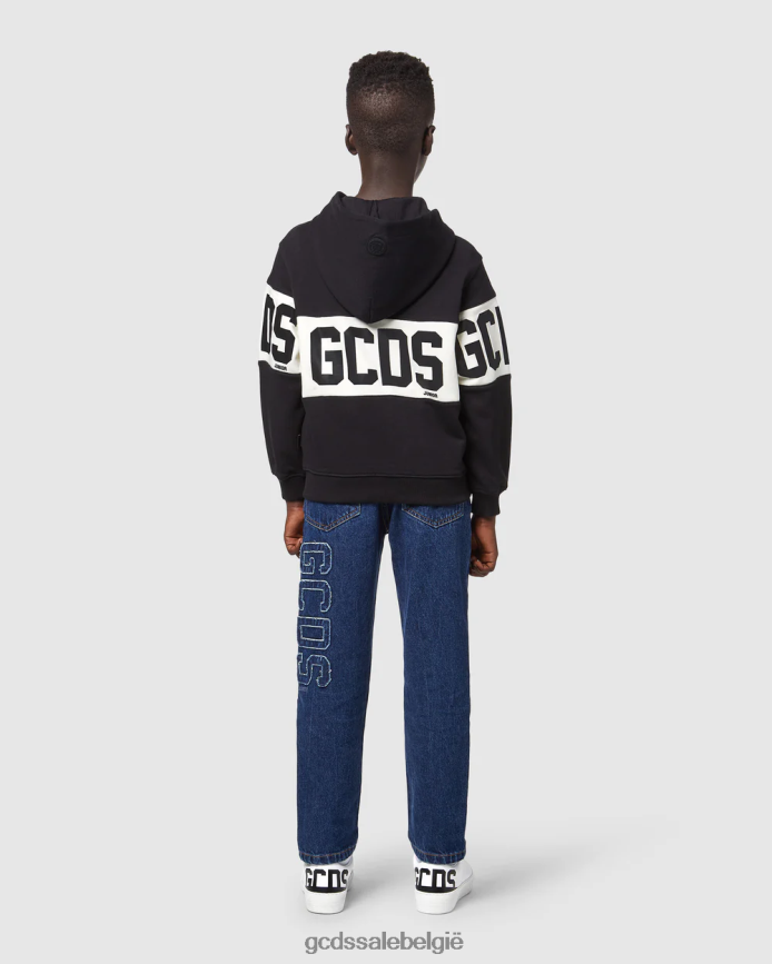 Junior hoodie met rits en logoband kinderen GCDS zwart kleding 4600VF670