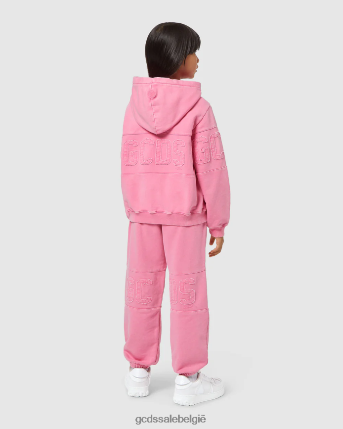 Junior overdyed hoodie met logoband kinderen GCDS wieg roze kleding 4600VF678
