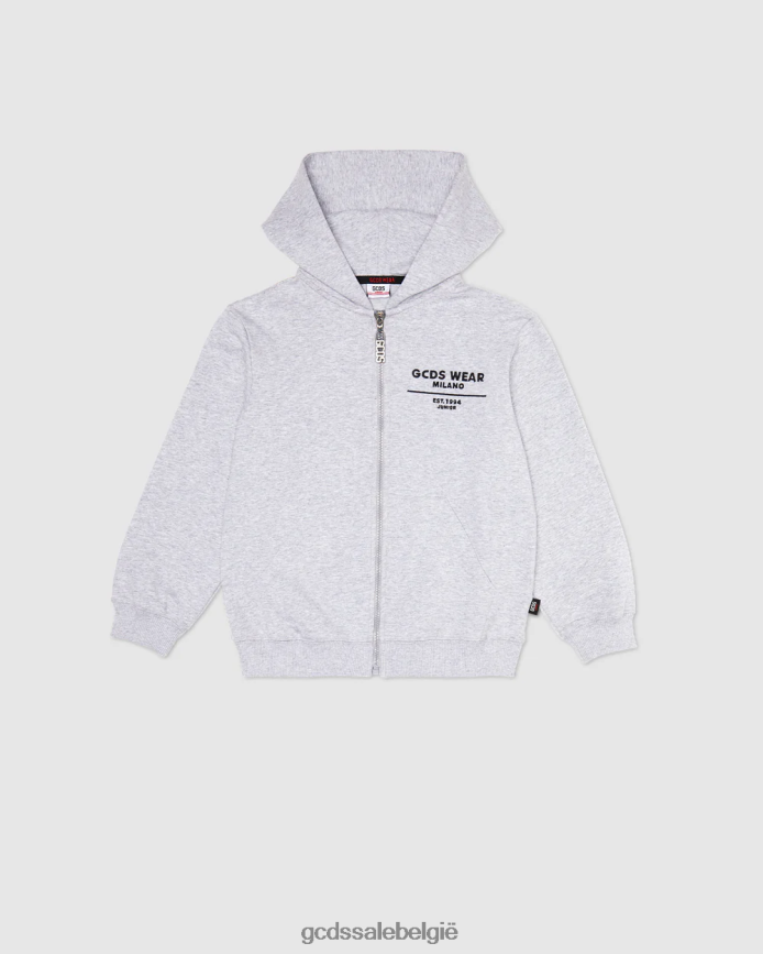 junior college hoodie met rits kinderen GCDS grijs kleding 4600VF672
