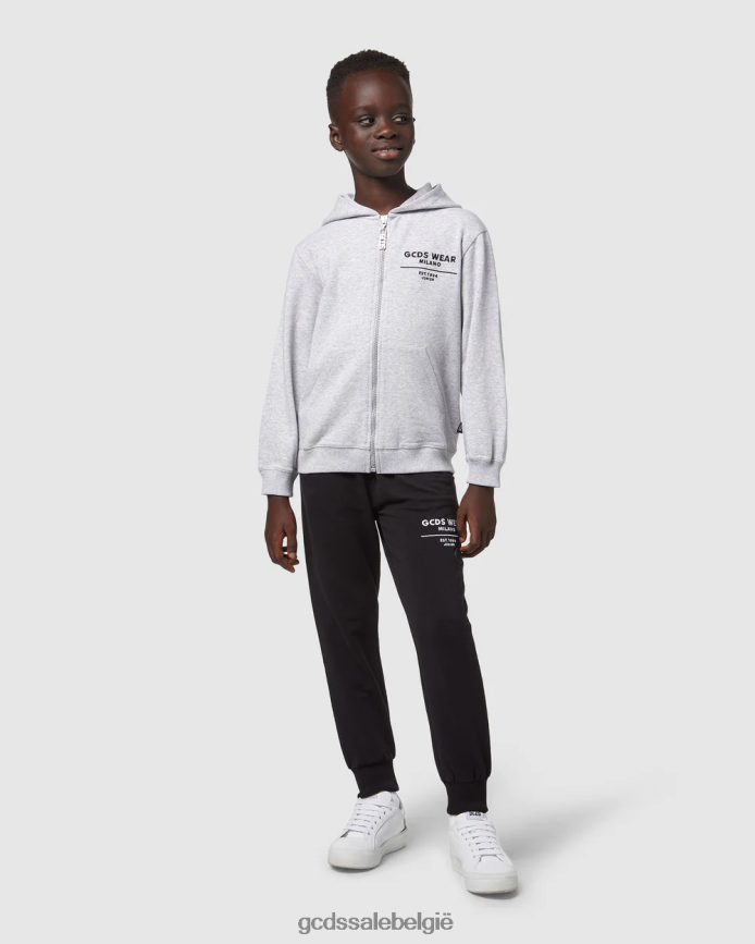 junior college hoodie met rits kinderen GCDS grijs kleding 4600VF672