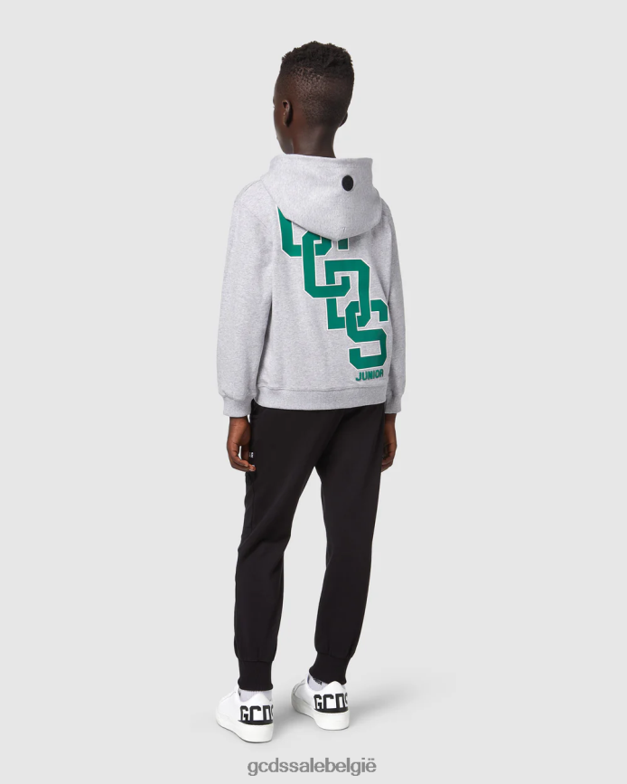 junior college hoodie met rits kinderen GCDS grijs kleding 4600VF672