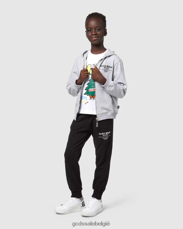 junior college hoodie met rits kinderen GCDS grijs kleding 4600VF672
