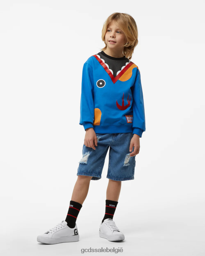 junior haaien ronde hals kinderen GCDS blauw kleding 4600VF702