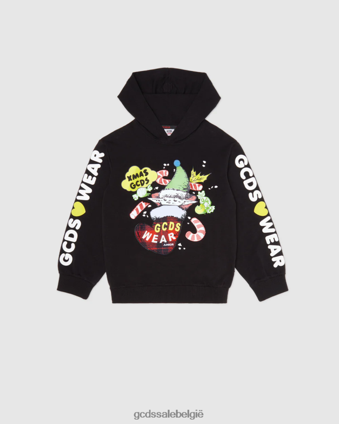 junior kersthoodie kinderen GCDS zwart kleding 4600VF671